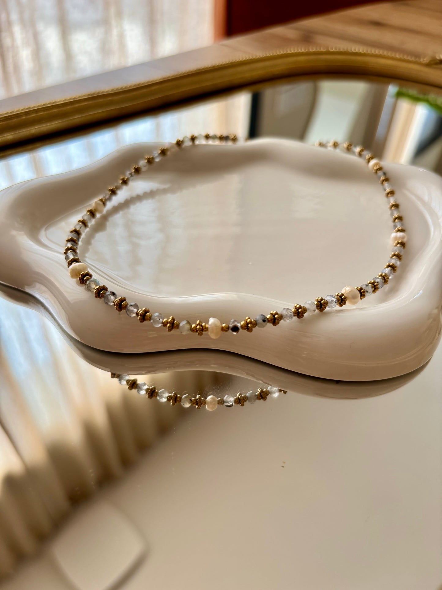 Collier Pierre précieuse Blanche en Acier Inoxydable - OLYMPEA
