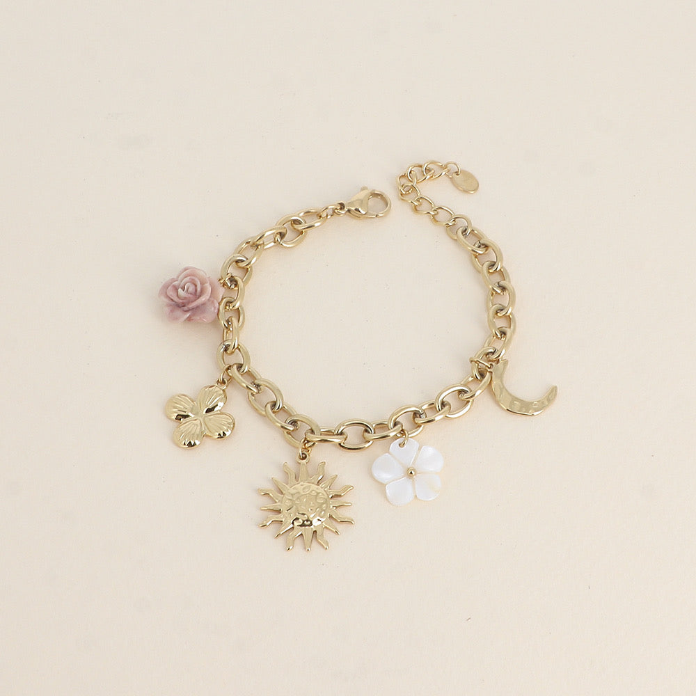 LILAS - Bracelet à charms breloques en Acier Inoxydable