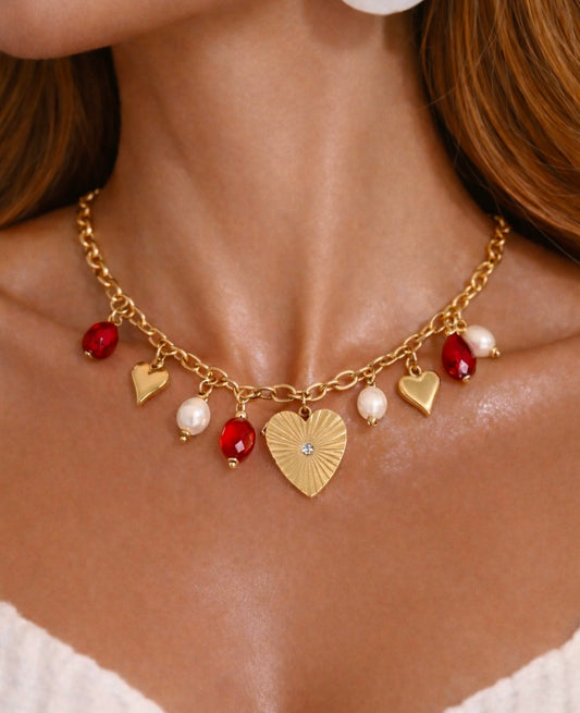 LOVE - Collier cœur à charms breloques en Acier Inoxydable