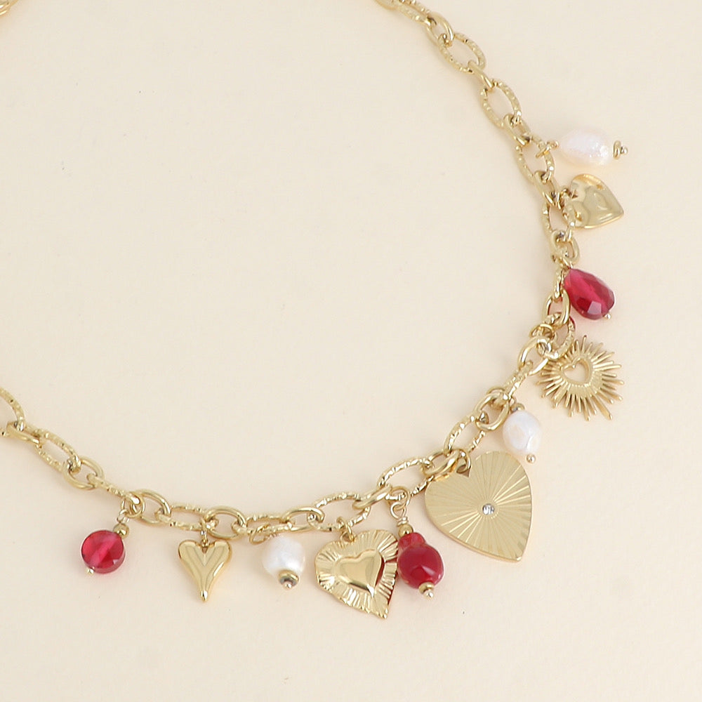 LOVE - Collier cœur à charms breloques en Acier Inoxydable