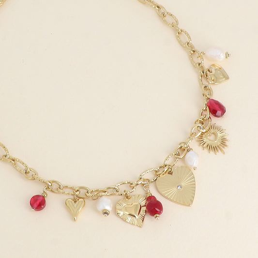 LOVE - Collier cœur à charms breloques en Acier Inoxydable