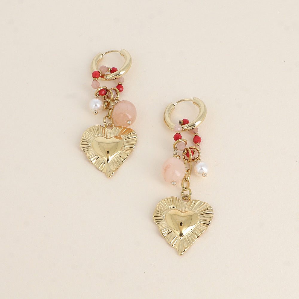 LOVE - Boucles pendantes cœurs et en Acier Inoxydable