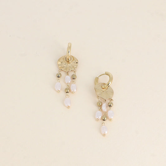 ONDINE - Boucles d’oreilles en perles d’eau douce et en Acier Inoxydable