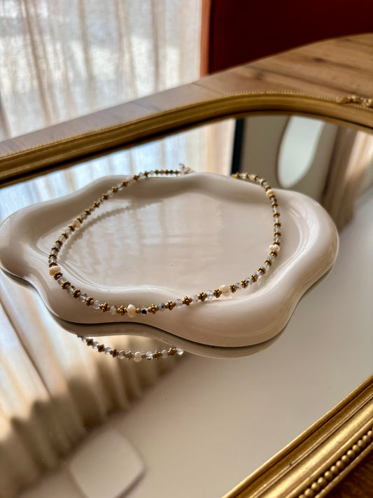 Collier Pierre précieuse Blanche en Acier Inoxydable - OLYMPEA