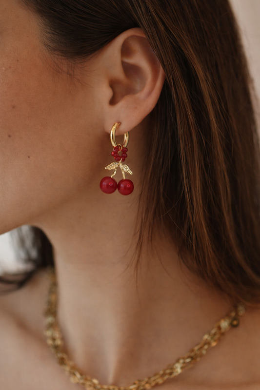 CERISE - Boucles d’oreilles cerise en Acier Inoxydable