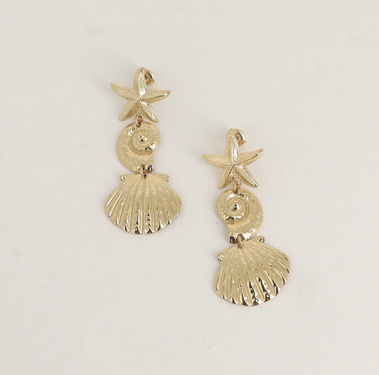 SEEANA - Boucles d’oreilles en Acier Inoxydable coquillage