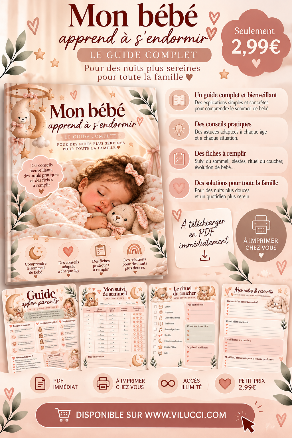 Bébé apprend à s’endormir de 0 à 3 ans en PDF à imprimer