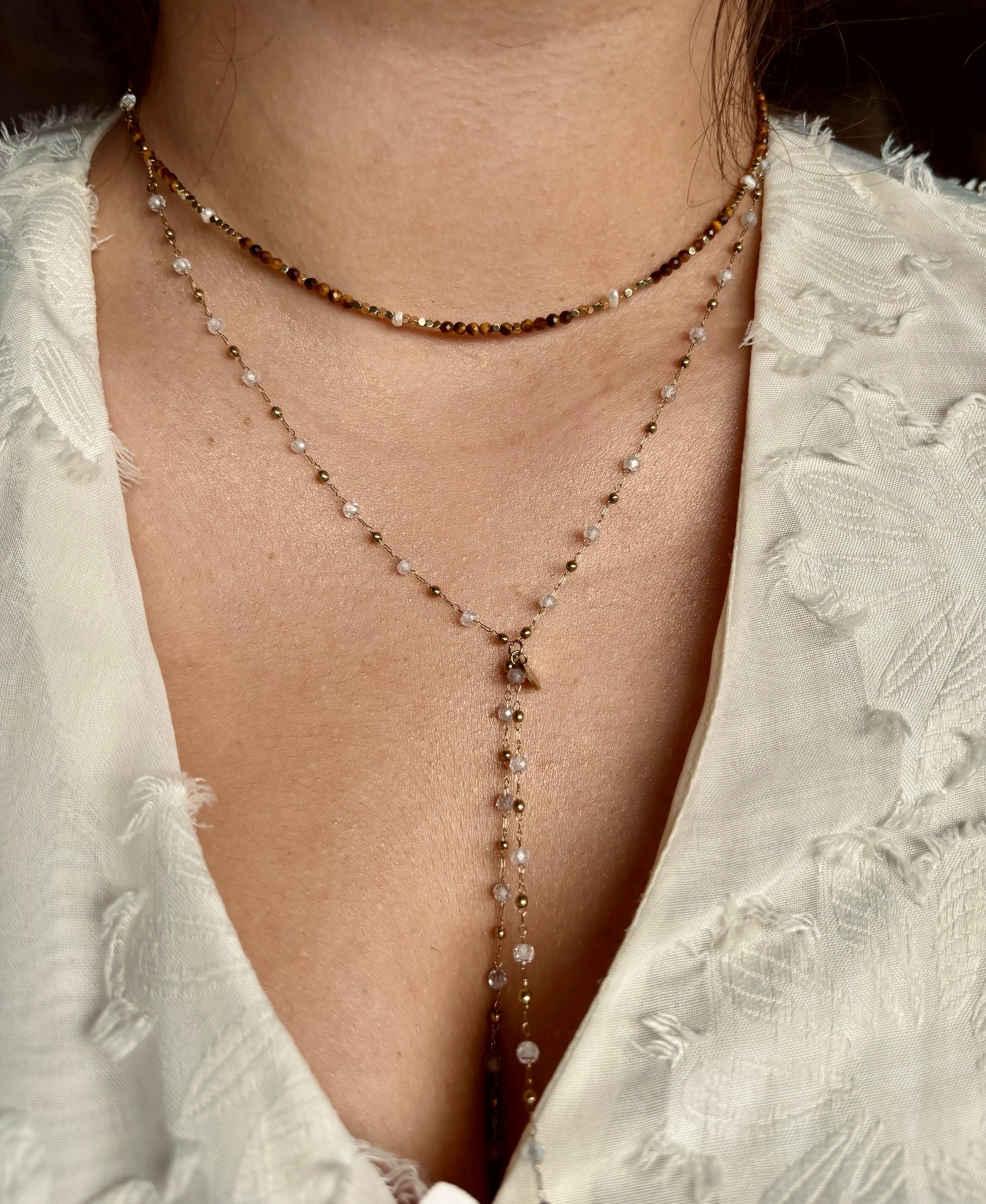 collier femme acier doré